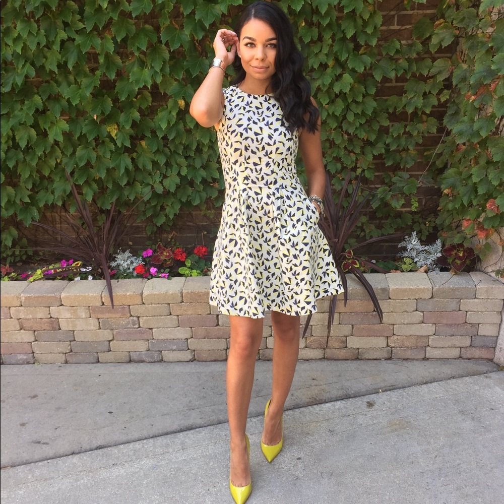 Geometric A Line Dress with Pockets